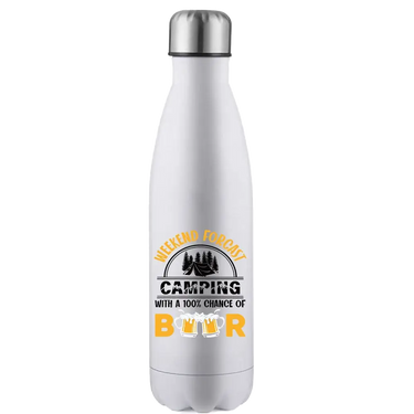 Weekend Forecast, Camping with 100% Beer Stainless Steel Water Bottle